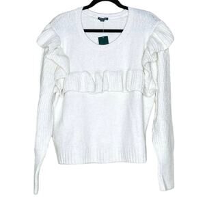 Wild Fable Ruffled Sweater, Cream, Neutral Color Top, New
